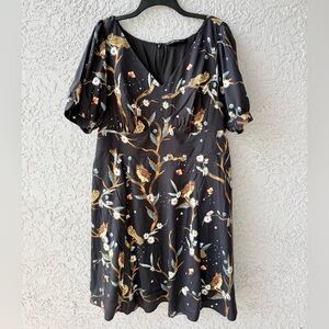 Eshakti Bird Owl Print V-neck Dress Size 2XL